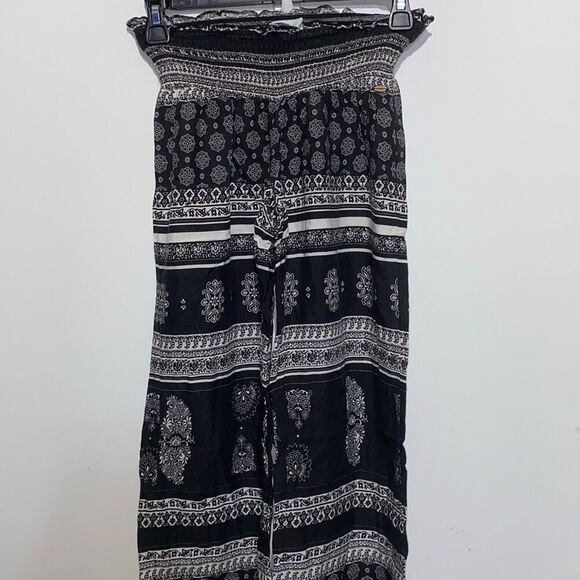 O'Neill Women's Black White Johnson Bandana Pull On Straight Leg Pants Small - Picture 1 of 10